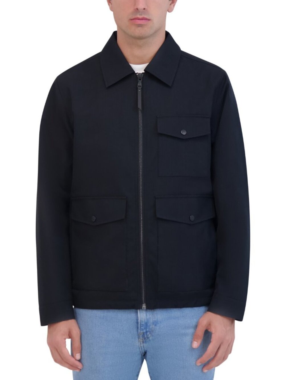 Robert Graham Men's Lightweight Textured Poly Utility Jacket - Black